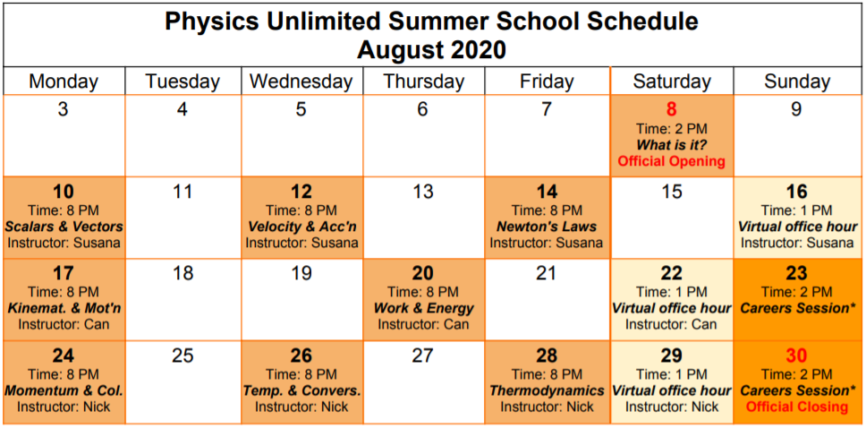 Summer Program 2020 - Physics Unlimited